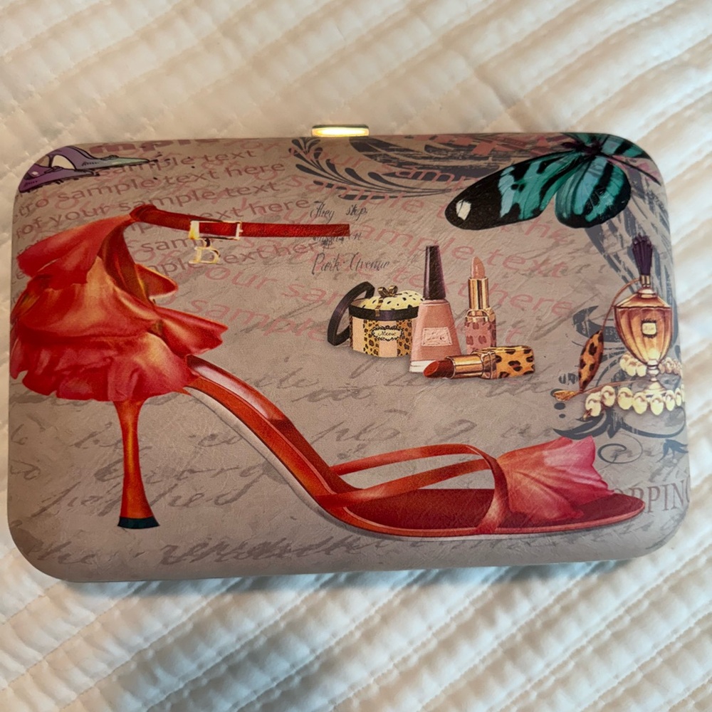 Clutch with Red Shoe Design